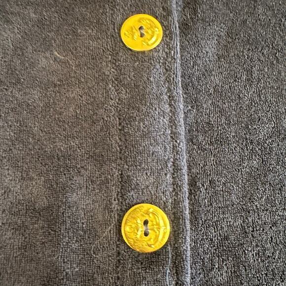Gloria's Fashions Navy, Terry Cloth, Fish Embroidered, Short Sleeve Robe- M - Picture 9 of 11